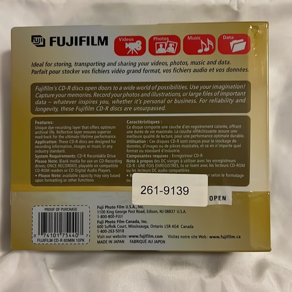 Fujifilm CD-R 10 Pack blank Recordable Compact Disk 80 Min NEW Sealed 700mb - Picture 2 of 4